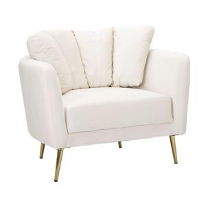 Fauteuil en polyester beige et pieds en métal doré 88x77x74…