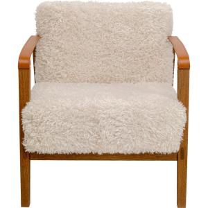 Fauteuil en polyester bouclé crème et chêne