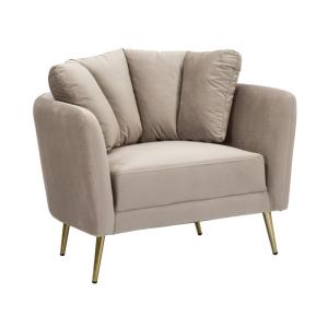 Fauteuil en polyester gris et pieds en métal doré 88x77x74…