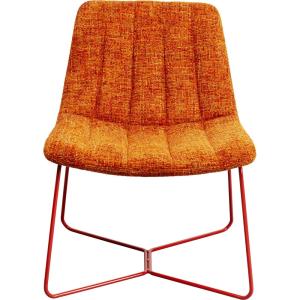 Fauteuil en polyester orange et acier rouge
