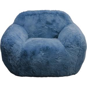 Fauteuil en polyester poils longs bleu