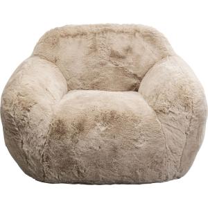 Fauteuil en polyester poils longs crème