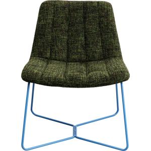 Fauteuil en polyester vert et acier bleu