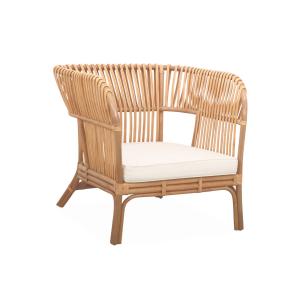 Fauteuil en rotin avec coussin d'assise