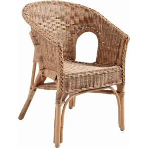 Fauteuil en rotin patiné marron léa sans coussin sans couss…