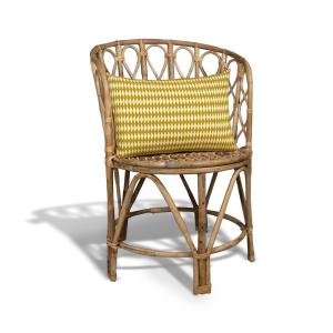 Fauteuil en rotin tressé avec coussin curcuma