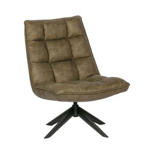 Fauteuil en simili capitonné taupe