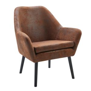 Fauteuil en similicuir vieilli marron