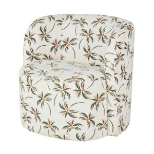 Fauteuil en textile recyclé tissé jacquard beige motifs pal…