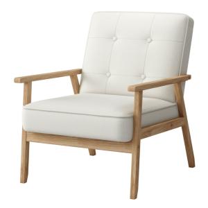 Fauteuil en tisssu SoftCellar Ecru et bois