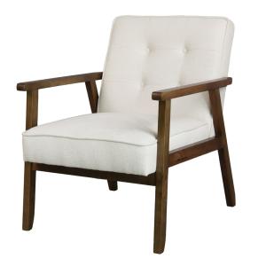 Fauteuil en tisssu SoftCellar Ecru et bois teinté noyer