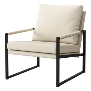 Fauteuil en tisssu SoftCellar Ecru et métal noir