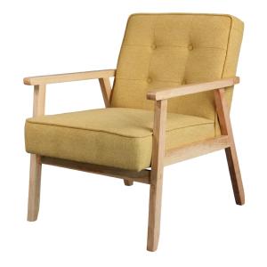 Fauteuil en tisssu SoftCellar Safran et bois naturel
