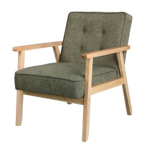 Fauteuil en tisssu SoftCellar Sauge et bois naturel