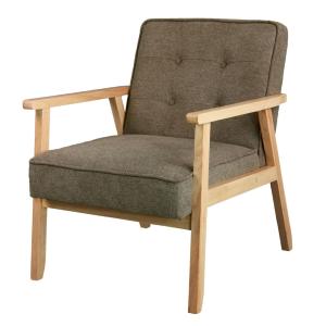 Fauteuil en tisssu SoftCellar Taupe et bois naturel