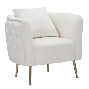 Fauteuil en tissu beige avec pieds dorés 76x74x71  cm