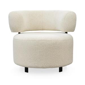 Fauteuil en tissu beige et métal noir