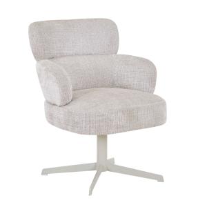 Fauteuil en tissu beige pieds en métal gris