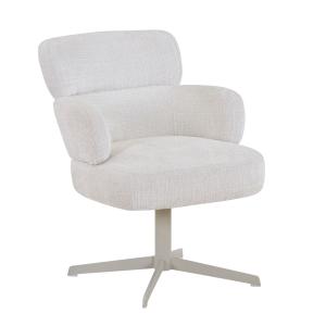 Fauteuil en tissu blanc écru pieds en métal gris