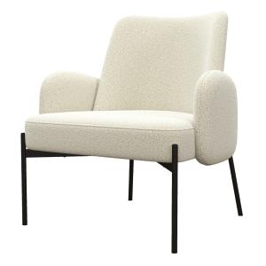 Fauteuil en tissu bouclé Ecru métal noir