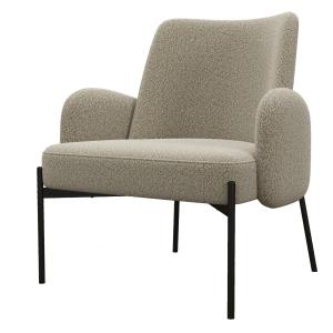 Fauteuil en tissu bouclé Mastic et métal noir