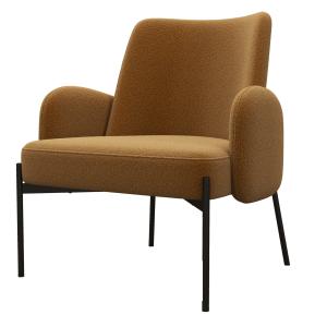 Fauteuil en tissu bouclé Ocre et métal noir