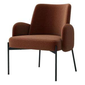 Fauteuil en tissu bouclé Terracota et métal noir