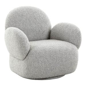 Fauteuil  en tissu bouclé texturé gris clair pivotant