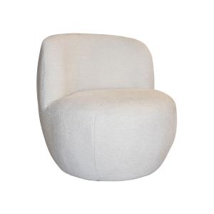 Fauteuil en tissu bouclette beige et structure en bois