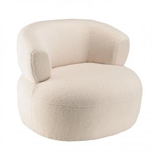 Fauteuil en tissu bouclette écru assise arrondie