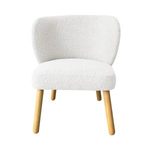 Fauteuil en tissu bouclette et bois - Blanc