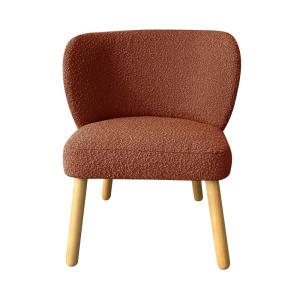 Fauteuil en tissu bouclette et bois - Rouille