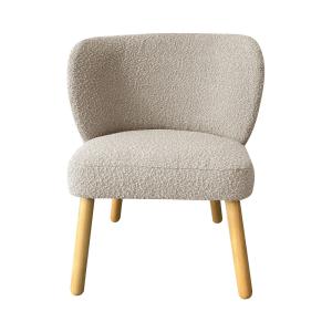 Fauteuil en tissu bouclette et bois - Taupe