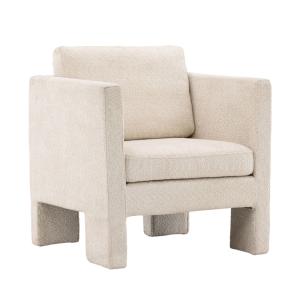 Fauteuil en Tissu bouclette et Médium (MDF) - Écru