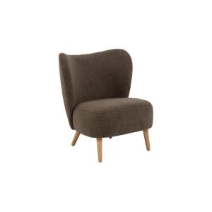 Fauteuil en tissu bouclette marron et pieds en bois