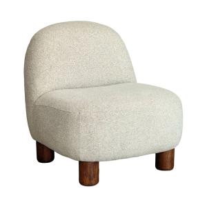 Fauteuil en tissu chenille et bois - Beige chiné