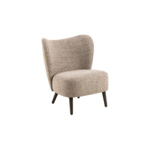 Fauteuil en tissu chiné crème et pieds en bois