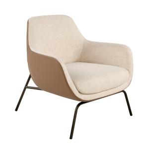 Fauteuil en tissu crème et acier nour