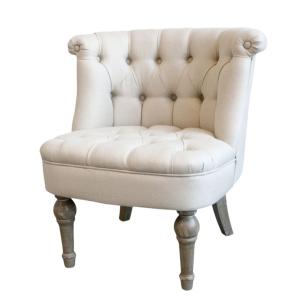 Fauteuil en tissu de lin et bois de chêne blanc antique 67…