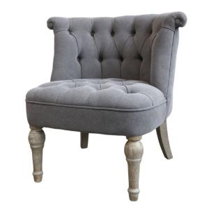 Fauteuil en tissu de lin et bois de chêne gris antique 67 x…