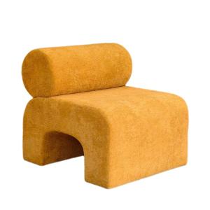 Fauteuil en tissu doux - Jaune moutarde