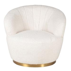 Fauteuil en tissu effet mohair couleur crème pivotant