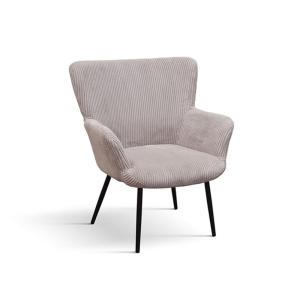Fauteuil en tissu effet velours rose et pieds en métal anth…