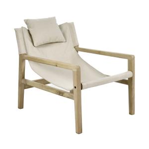 Fauteuil en tissu et bois - Naturel