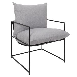 Fauteuil en tissu et métal gris