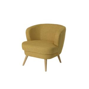 Fauteuil en tissu et pieds en bois clair jaune