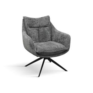 Fauteuil en tissu gris et pieds en métal anthracite