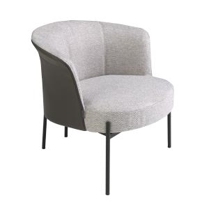 Fauteuil en tissu gris et simili cuir gris foncé