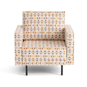 Fauteuil en tissu gris / orange