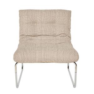 Fauteuil en tissu gris piètement métal et inox - L60 cm